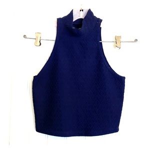 Blue Patterned Crop Top